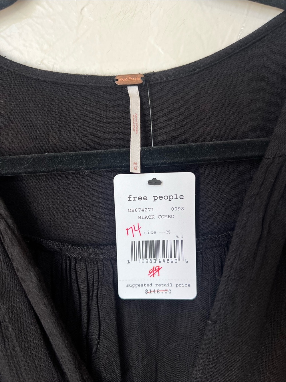 NWT Free People Te Amo Black embroidered floral mini dress size M - Picture 3 of 6